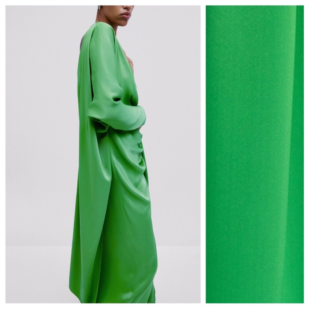 Green silk one should dress - Picture 6 of 9